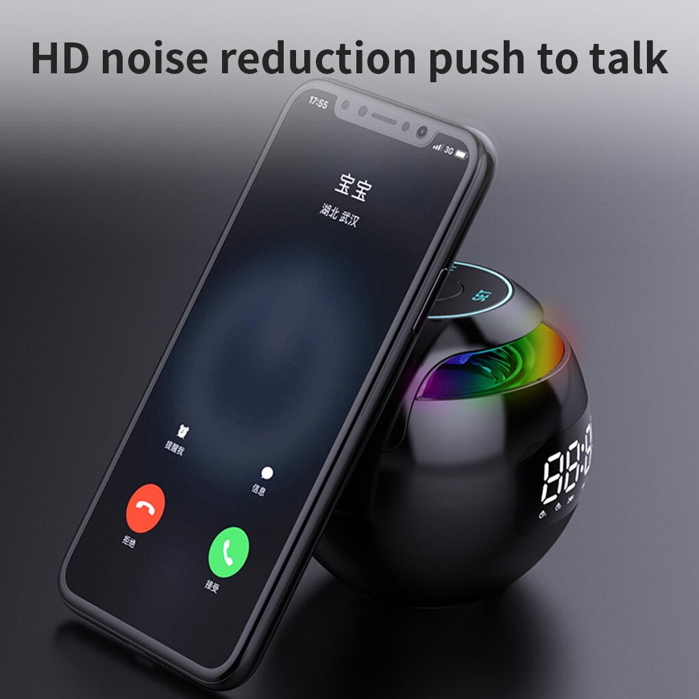 HOT COOL Bluetooth 5 0 Light Speaker Wireless Ball Shape Clock Speaker with Digital Alarm Clock Music Player