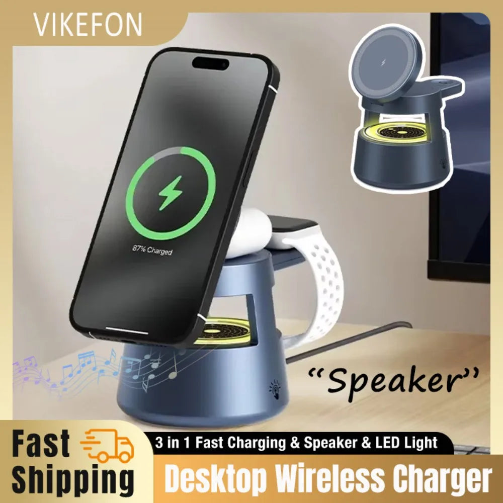 Wireless Charger with Bluetooth Speaker