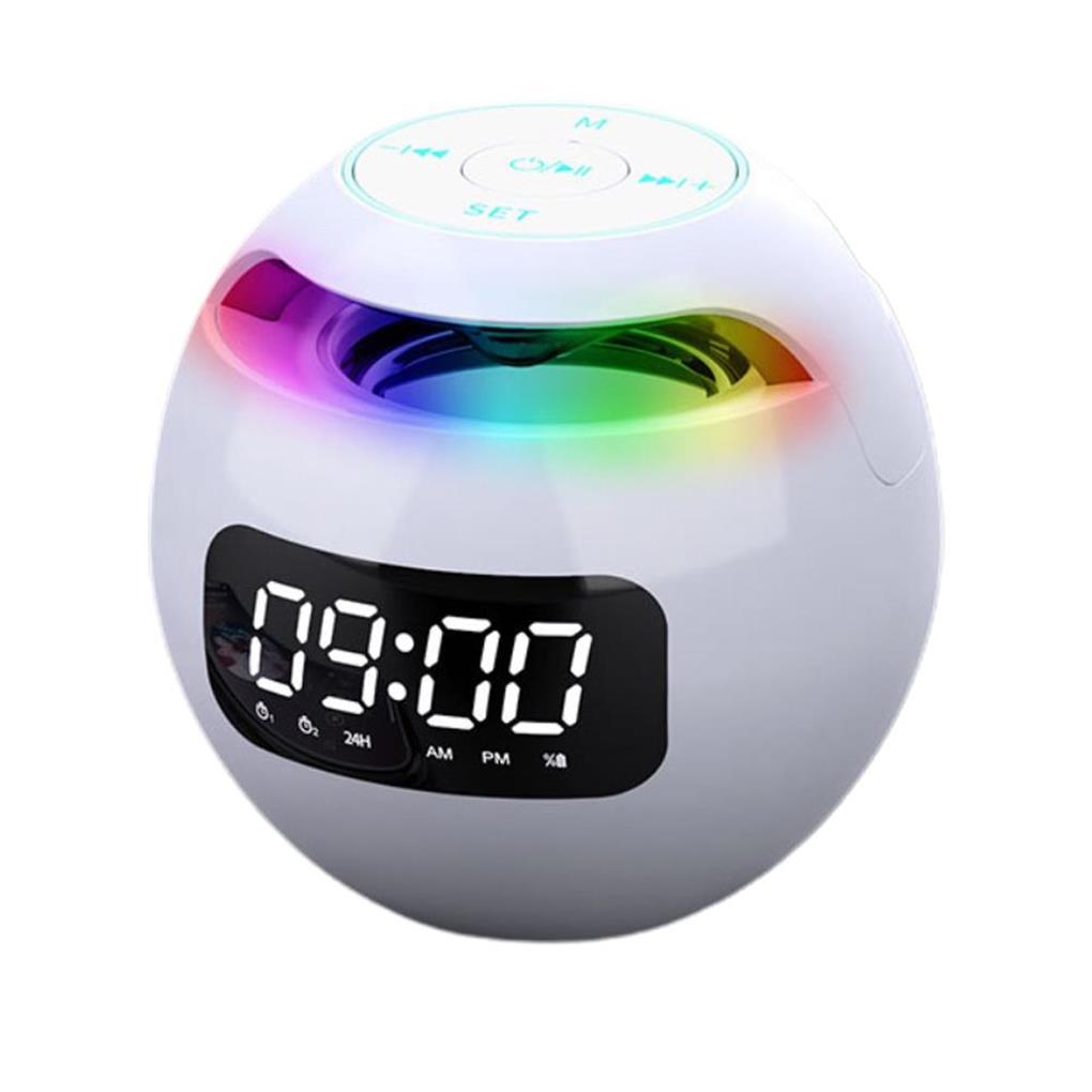 HOT COOL Bluetooth 5 0 Light Speaker Wireless Ball Shape Clock Speaker with Digital Alarm Clock Music Player