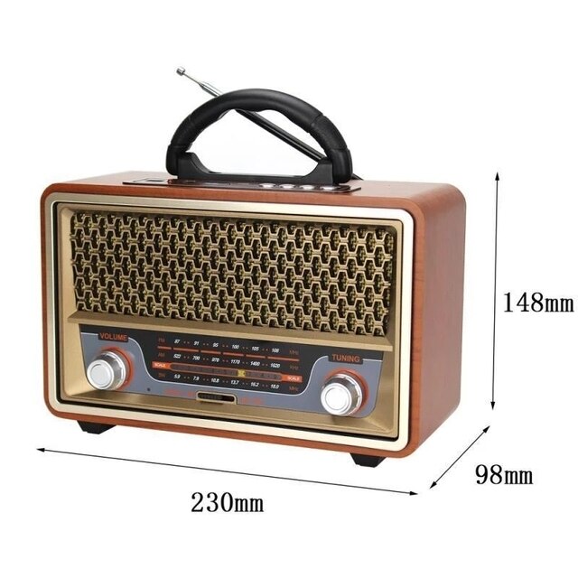 Wireless Wooden Retro Speaker Radio Subwoofer Home Sound Column Bluetooth Music Center Support USB/TF/FM Multifunctional Speaker
