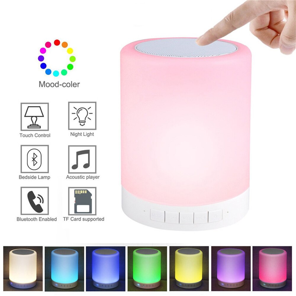 Portable Wireless Speaker LED Night Light Player RGB Touch Light Bluetooth Speaker Color Table Lamp Bedroom Free Shipping