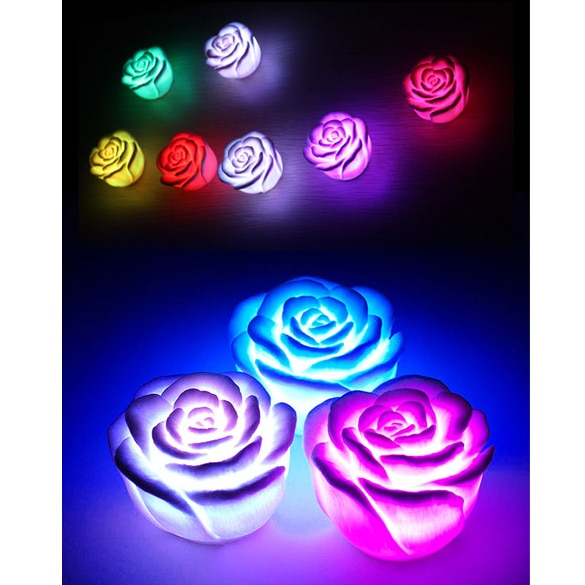LED Romantic Rose Flower Colorful Changed Light Lamp Glow in the Dark Kids Toy Xmas Gift Home Party Decor Light Lamp Night Light