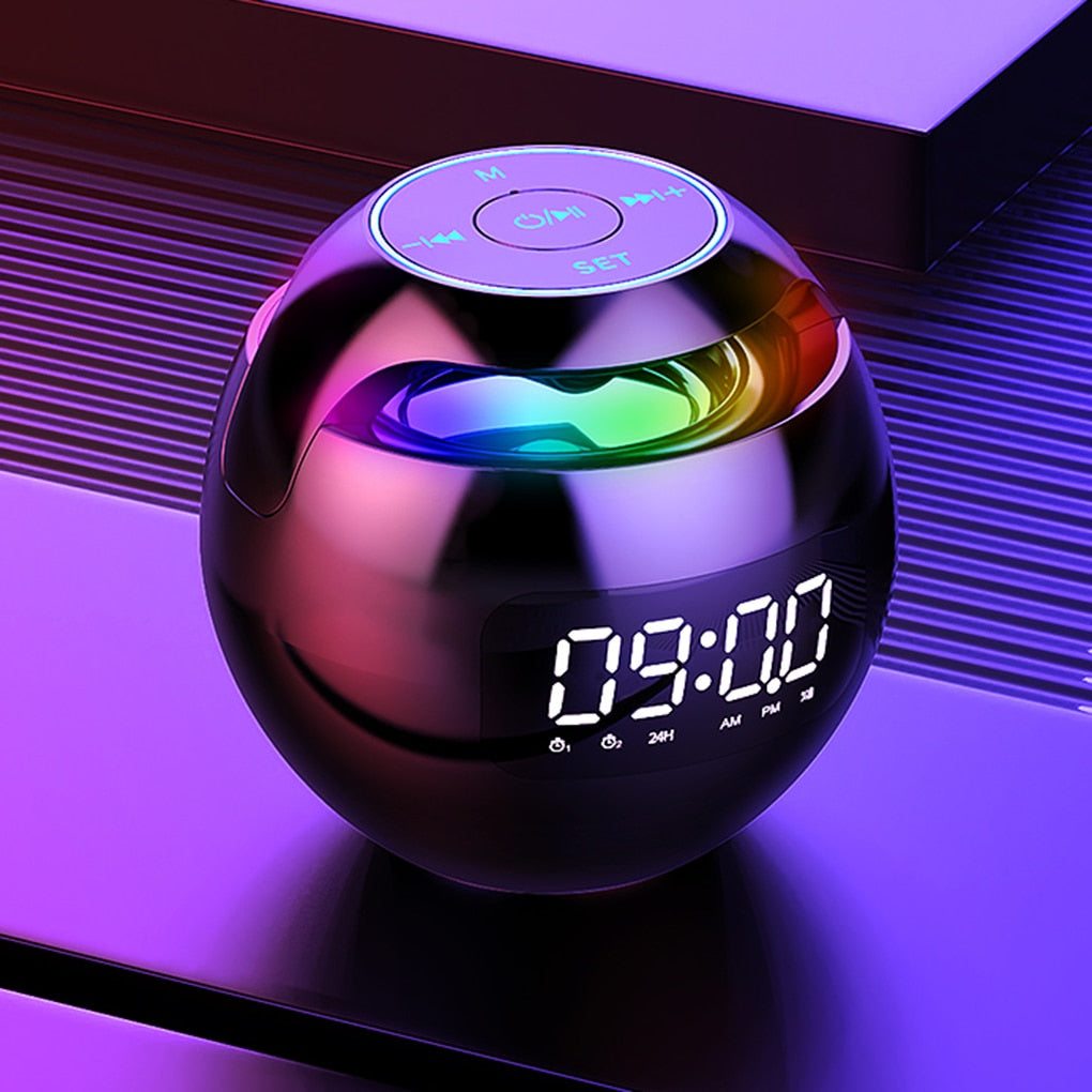 HOT COOL Bluetooth 5 0 Light Speaker Wireless Ball Shape Clock Speaker with Digital Alarm Clock Music Player