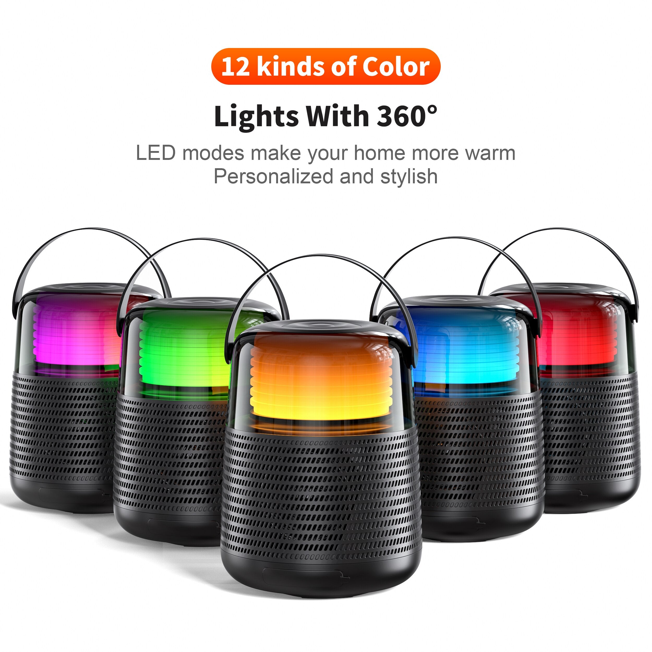 Portable Bluetooth Speaker 12 kinds color lights Night Light Atmosphere Lamps 57MM Loudspeaker QERE Multiple connection modes