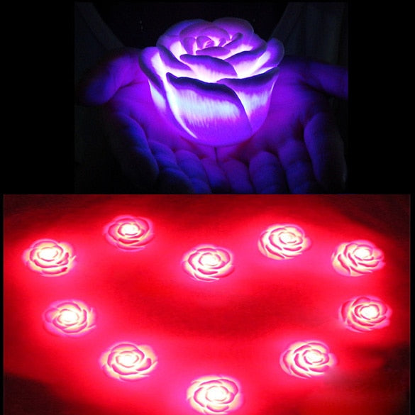 LED Romantic Rose Flower Colorful Changed Light Lamp Glow in the Dark Kids Toy Xmas Gift Home Party Decor Light Lamp Night Light