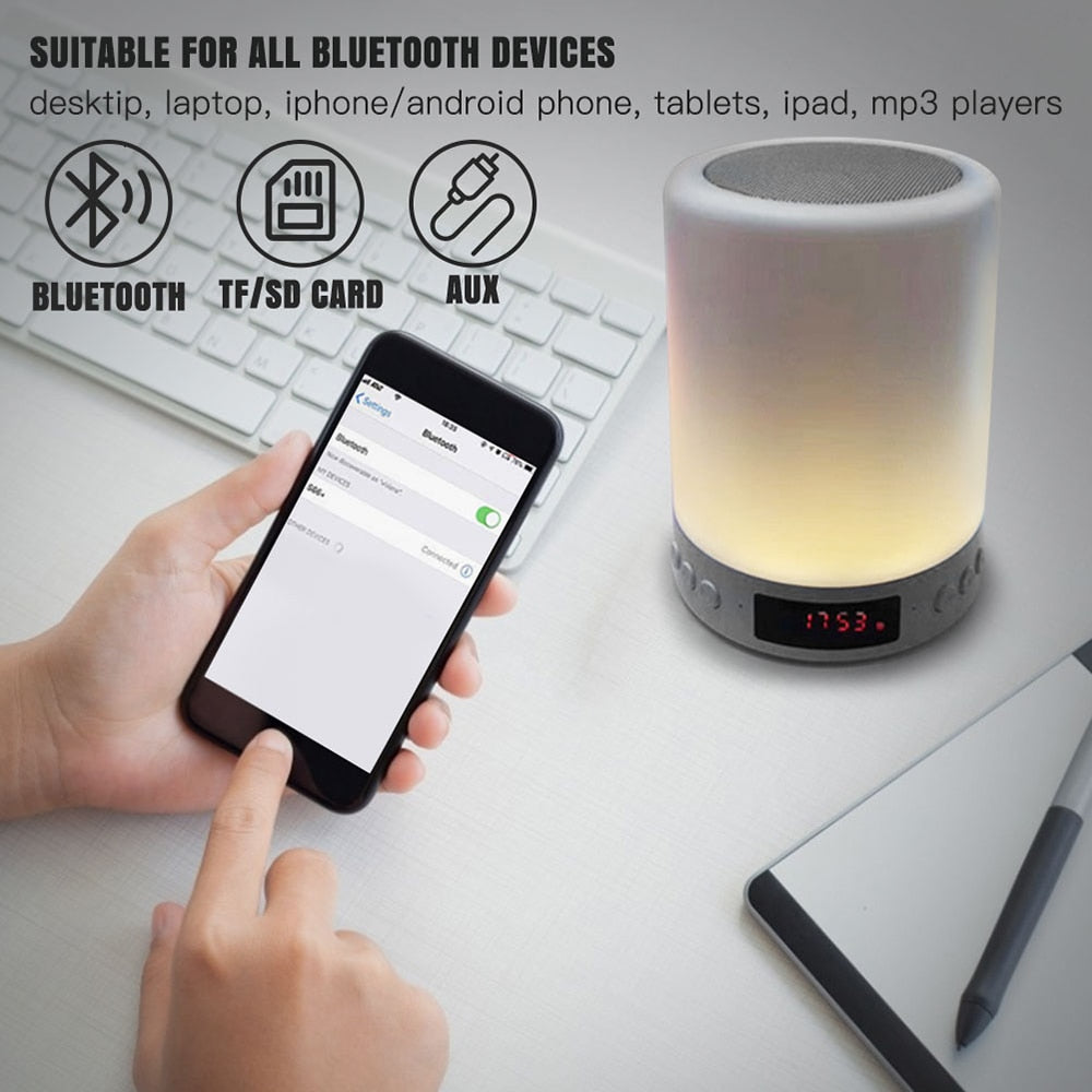 Portable Wireless Speaker LED Night Light Player RGB Touch Light Bluetooth Speaker Color Table Lamp Bedroom Free Shipping