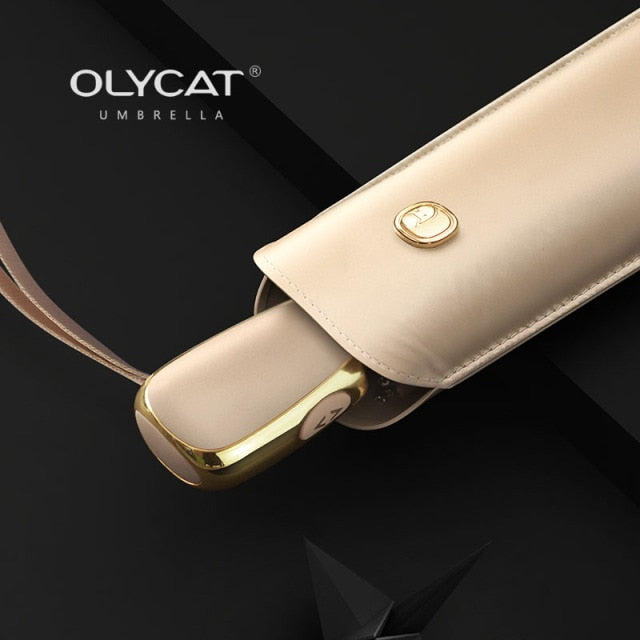 OLYCAT Flat Ultra Light Sun Protection UV Cabinet Rainy And Sunny Umbrella 3 fold Automatic Umbrella Woman