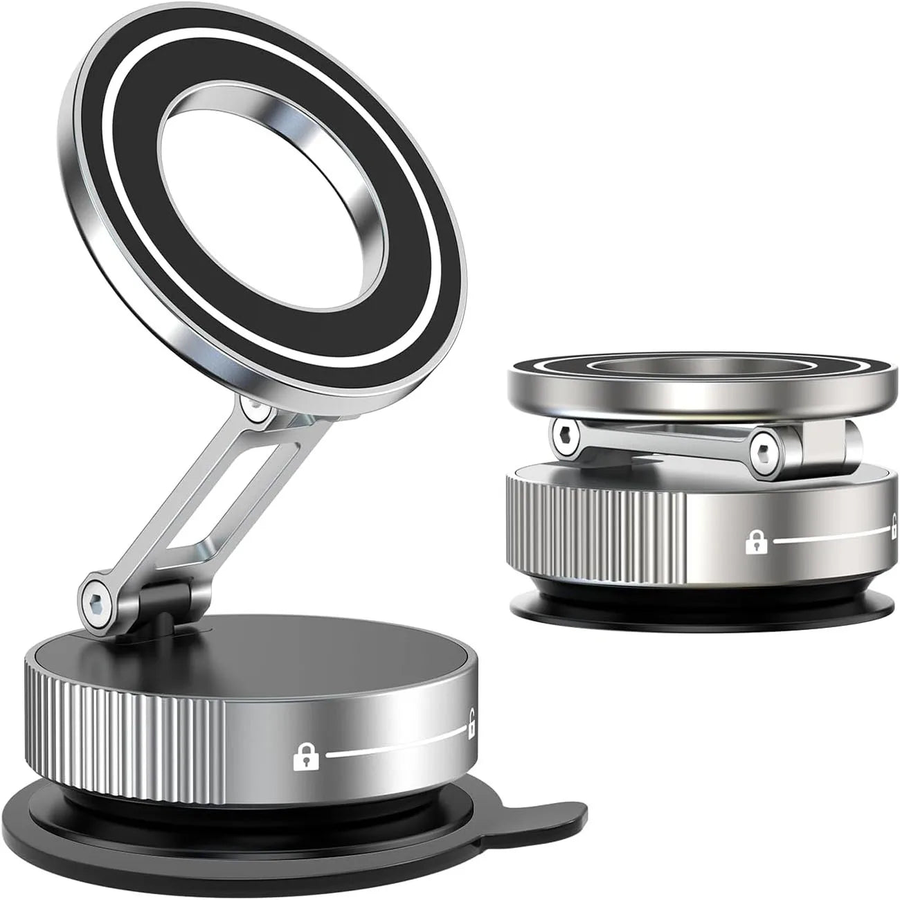 Upgraded Aluminum Alloy Vacuum Magnetic Car Phone Holder with 360° Rotation & Foldable Design Strong Magnetic Absorption