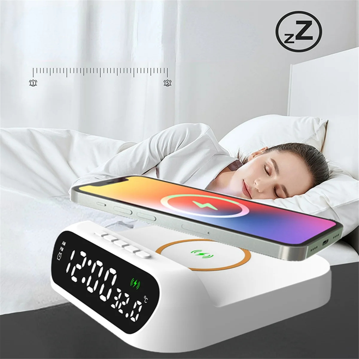 Alarm Clock with fast Wireless Charger [15W]