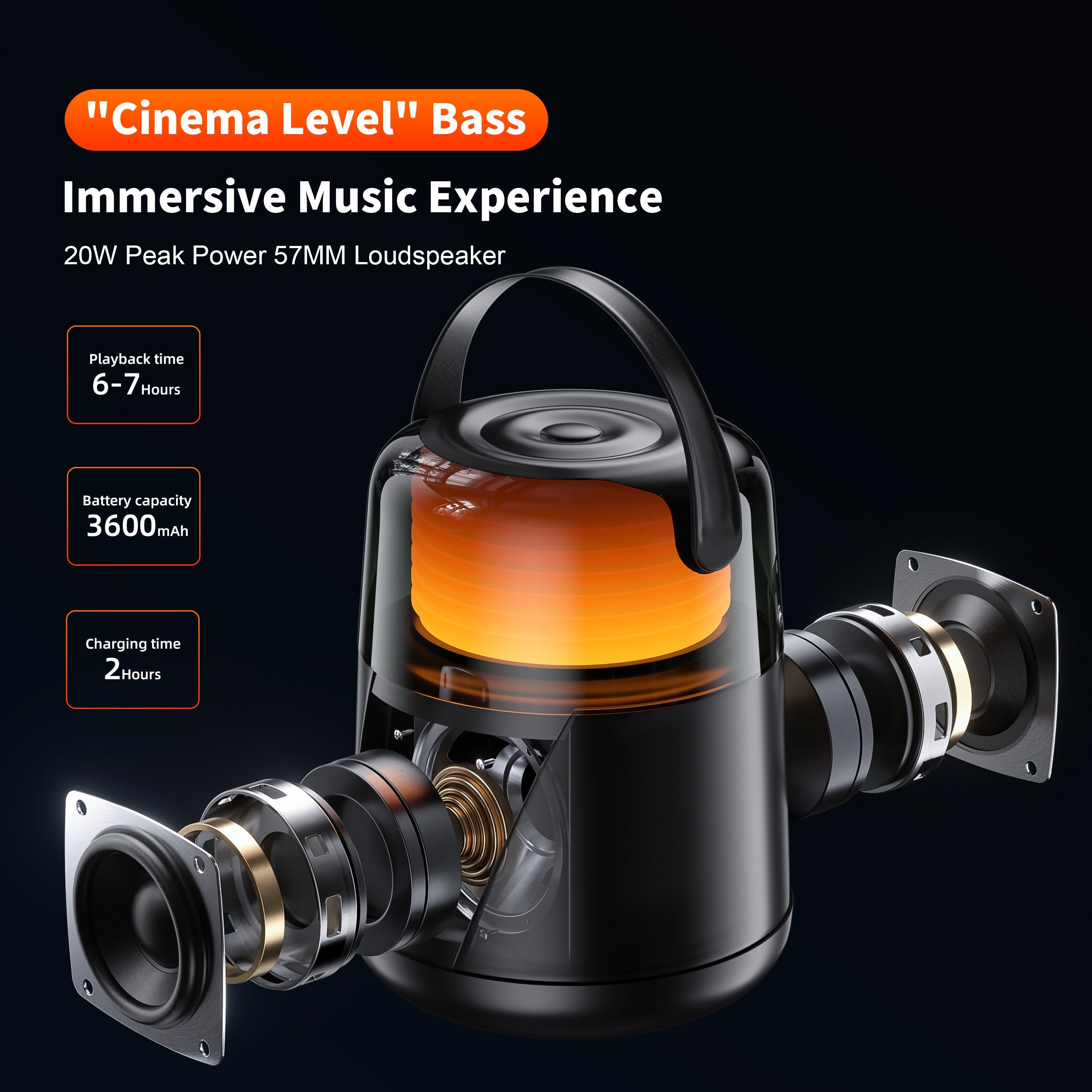 Portable Bluetooth Speaker 12 kinds color lights Night Light Atmosphere Lamps 57MM Loudspeaker QERE Multiple connection modes